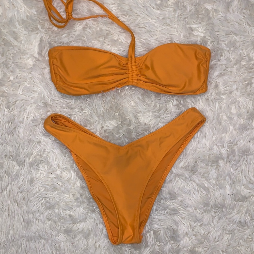 New Aerie orange cheeky bottom & bandeau top